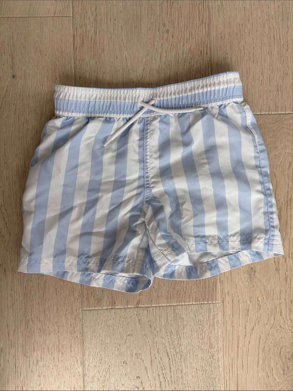 Janie and Jack Light Blue & White Striped Swim Trunks